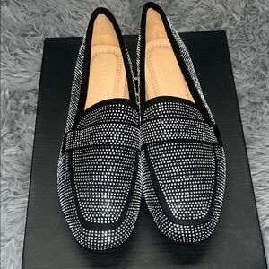 Wild diva Black and Silver Studded Loafers